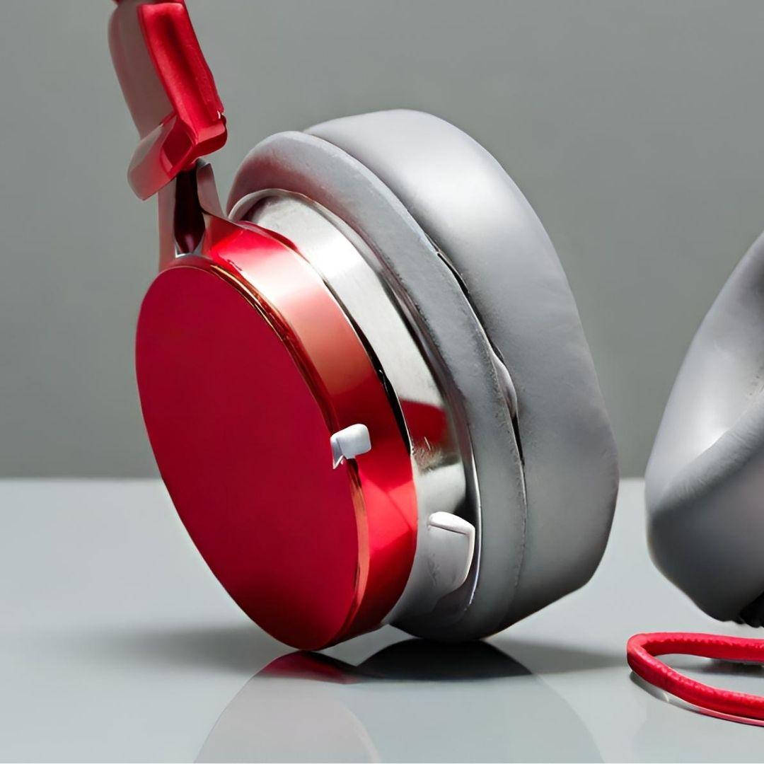 Stylish Red & Silver Over-Ear Headphones