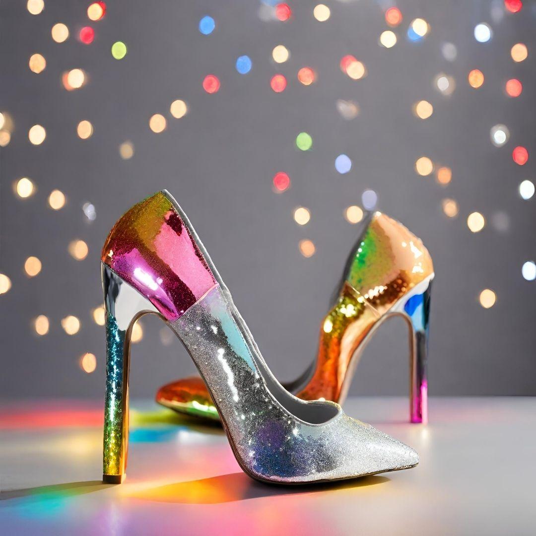 Rainbow Glitter High Heels