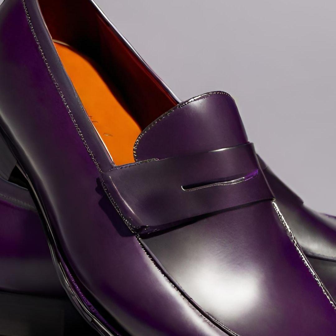 Elegant Purple Leather Loafers