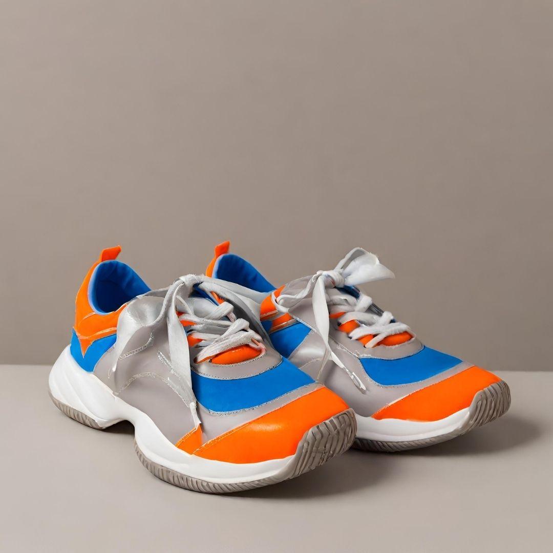 Vibrant Runners: Bold Orange & Blue Sneakers