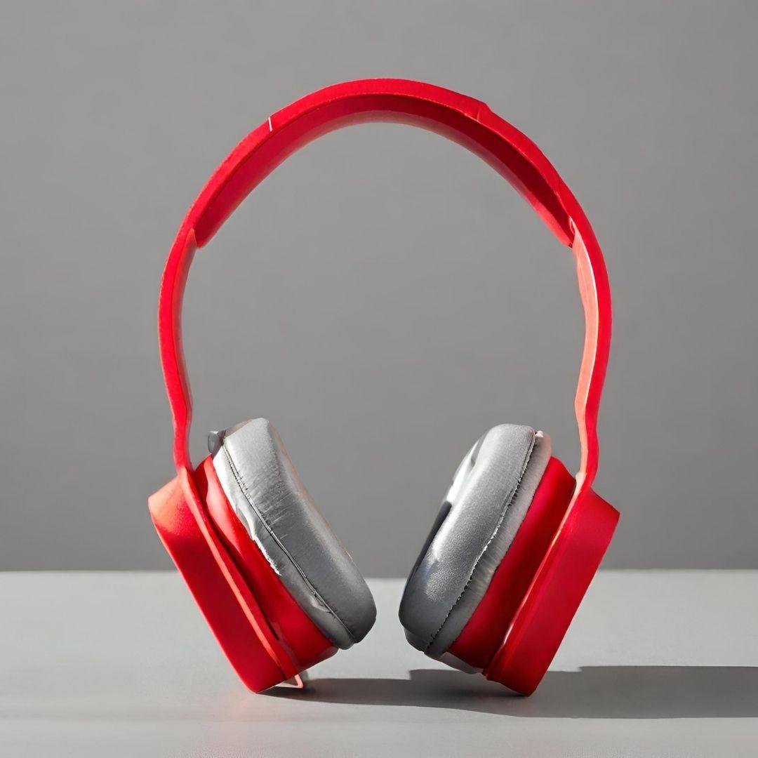 Stylish Red & Silver Over-Ear Headphones